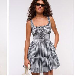 Abercrombie & Fitch Smocked Tie-Front Mini Dress sz L